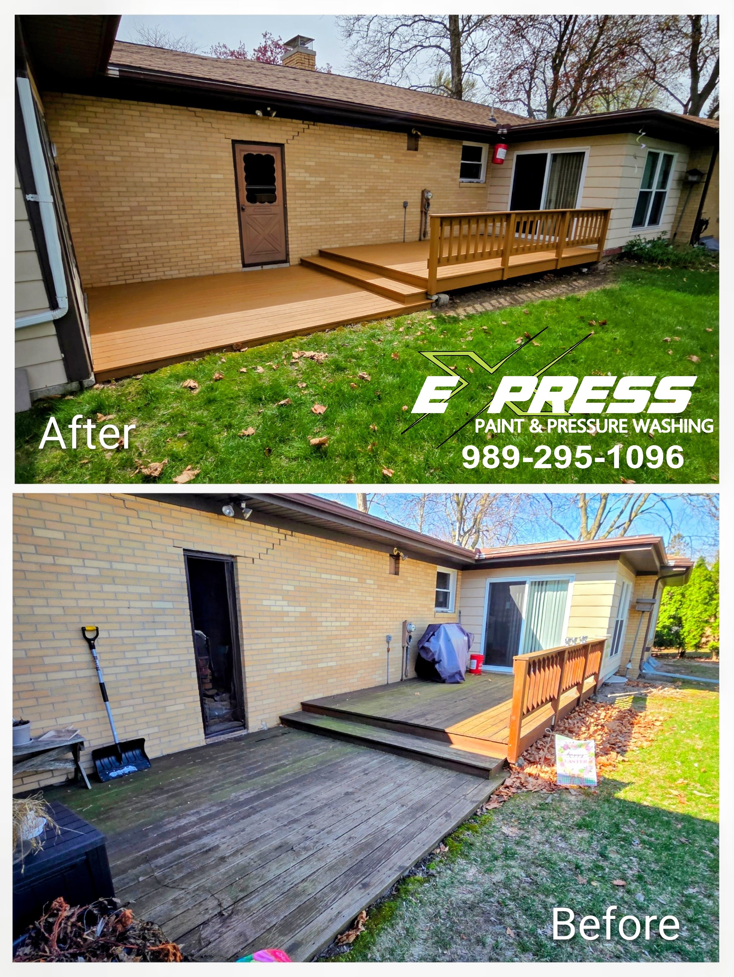 Deck before and after - Express Paint & Pressure Washing